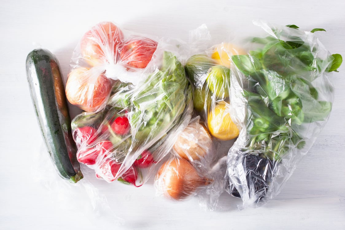 Fruits and Vegetables in Plastic Bags